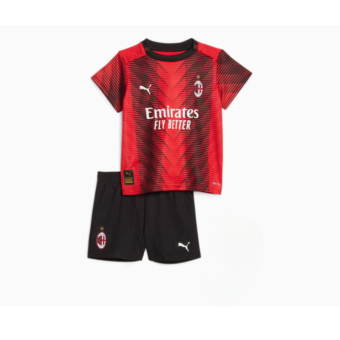 Kids A.C. Milan 23/24 Home Kit Full Set Shirt & Short